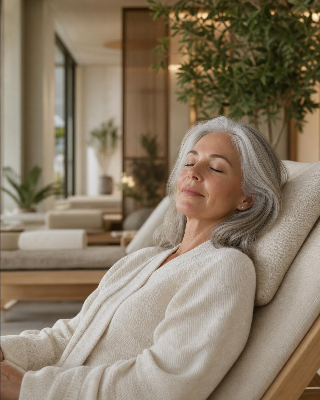 Frau in entspannter Atmosphäre im Edel Vitalstudio